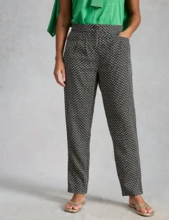 Pure Linen Printed Tapered Trousers