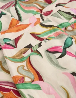 Pure Linen Printed Wide Leg Trousers