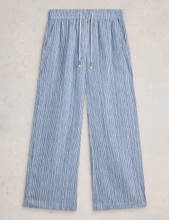 Pure Linen Printed Wide Leg Trousers