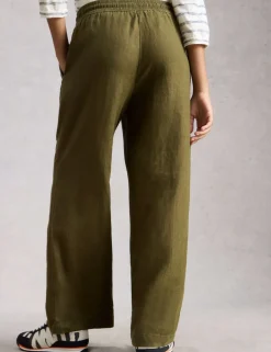 Pure Linen Printed Wide Leg Trousers