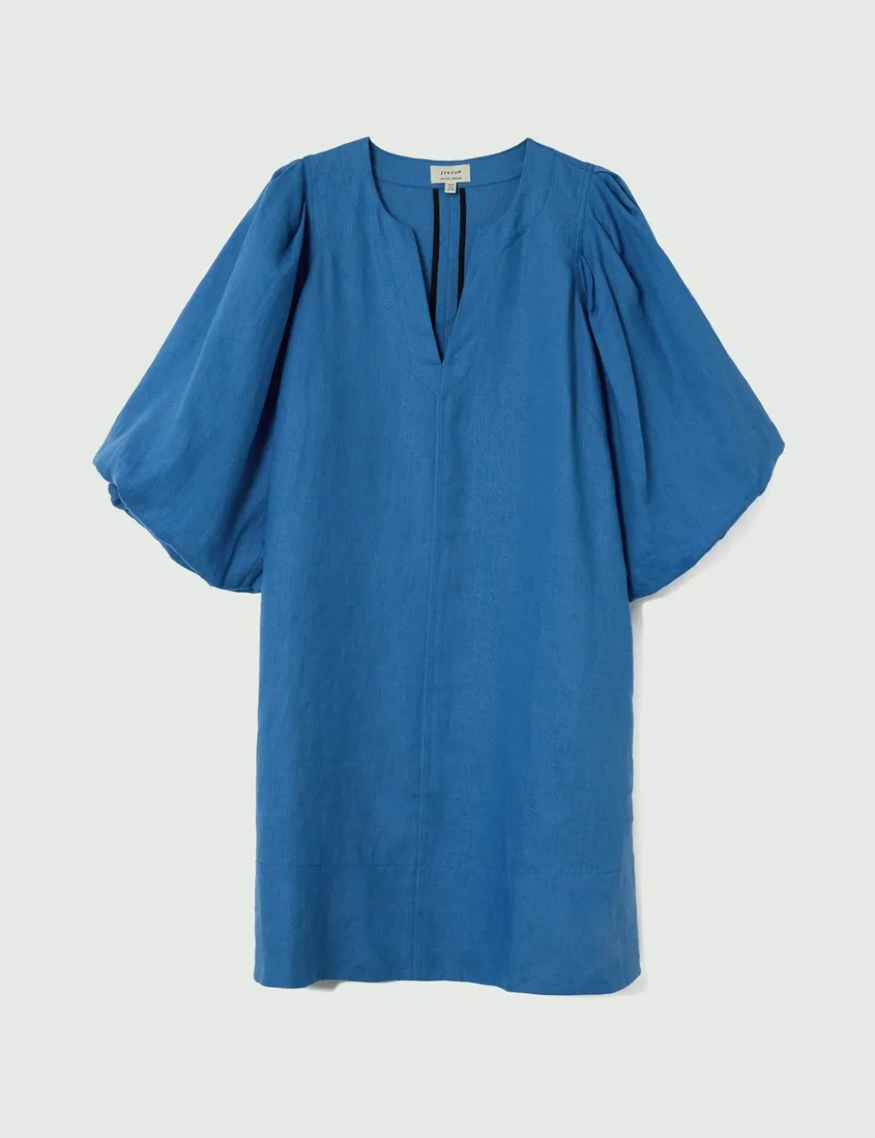 Pure Linen Puff Sleeve Mini Shift Dress