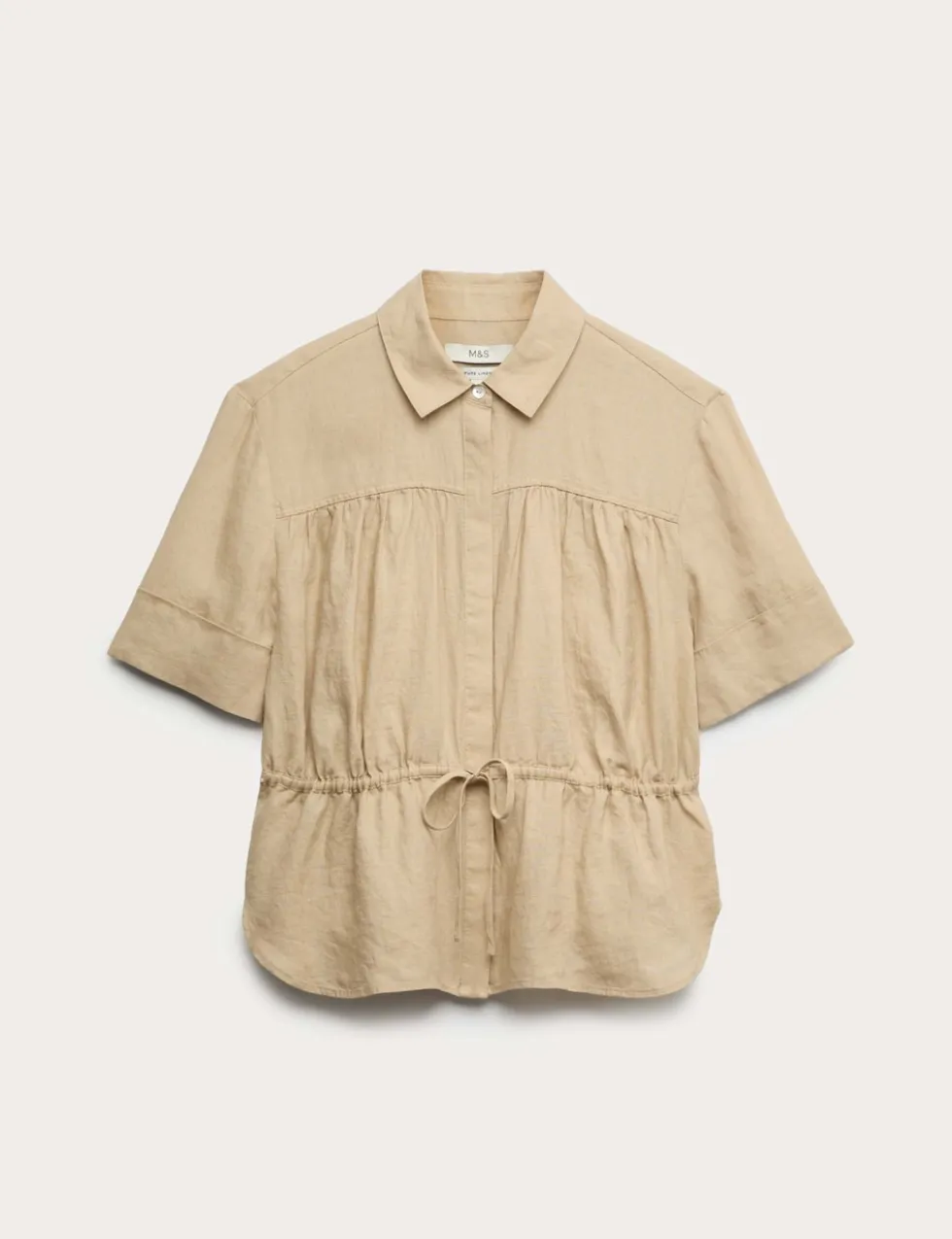 Pure Linen Relaxed Drawstring Shirt