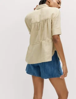 Pure Linen Relaxed Drawstring Shirt