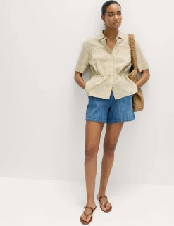 Pure Linen Relaxed Drawstring Shirt