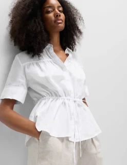 Pure Linen Relaxed Drawstring Shirt