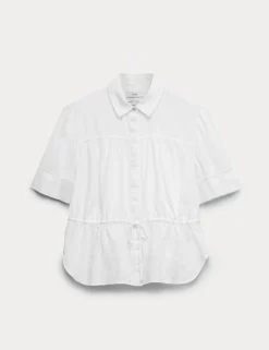 Pure Linen Relaxed Drawstring Shirt