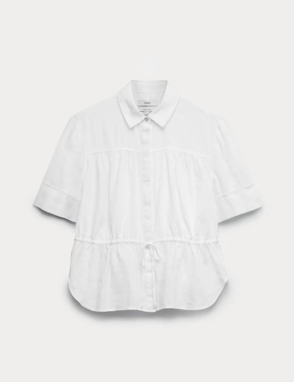 Pure Linen Relaxed Drawstring Shirt
