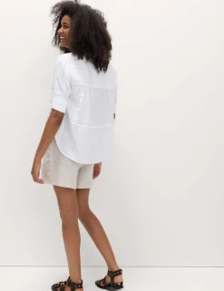 Pure Linen Relaxed Drawstring Shirt
