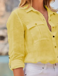 Pure Linen Relaxed Utility Shirt