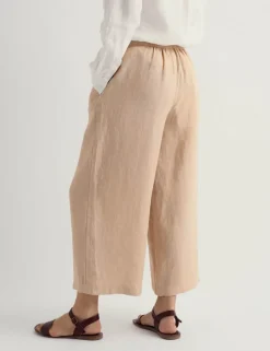 Pure Linen Side Zip Wide Leg Culottes