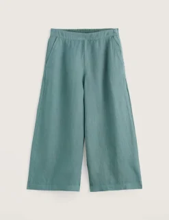 Pure Linen Side Zip Wide Leg Culottes