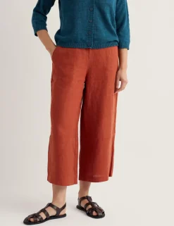 Pure Linen Side Zip Wide Leg Culottes