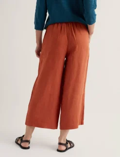 Pure Linen Side Zip Wide Leg Culottes