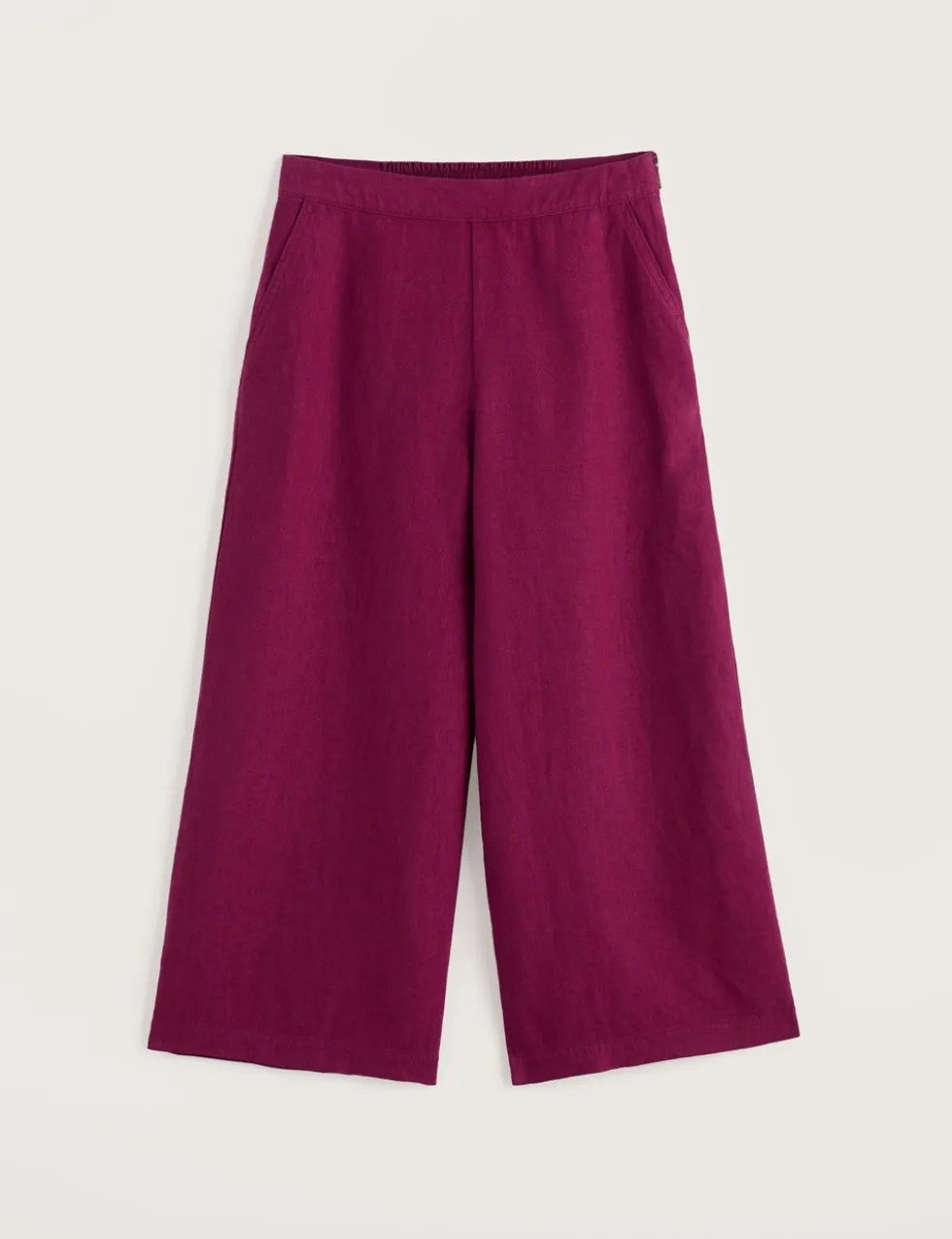 Pure Linen Side Zip Wide Leg Culottes