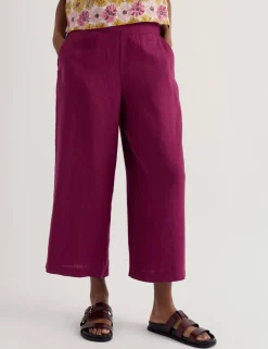 Pure Linen Side Zip Wide Leg Culottes