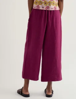 Pure Linen Side Zip Wide Leg Culottes