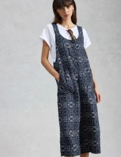 Pure Linen Sleeveless Ankle Grazer Dungarees