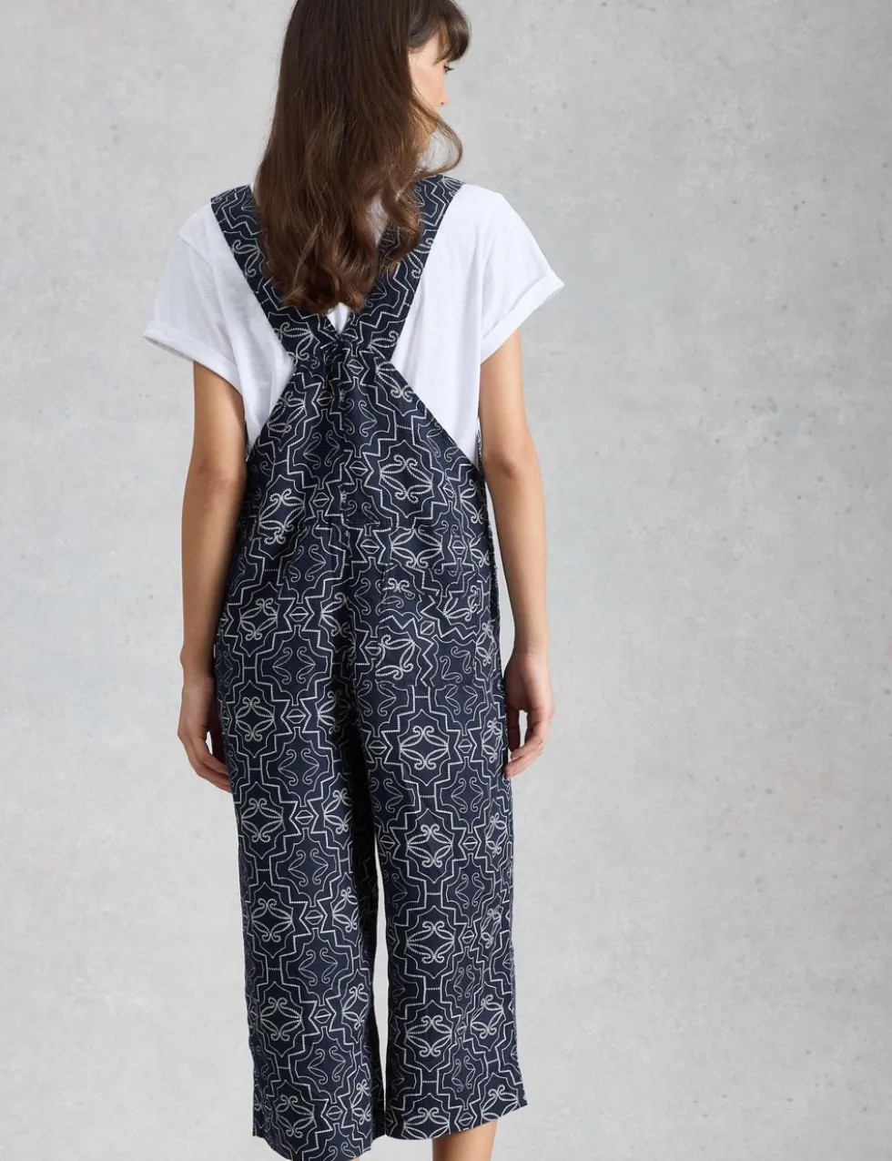 Pure Linen Sleeveless Ankle Grazer Dungarees