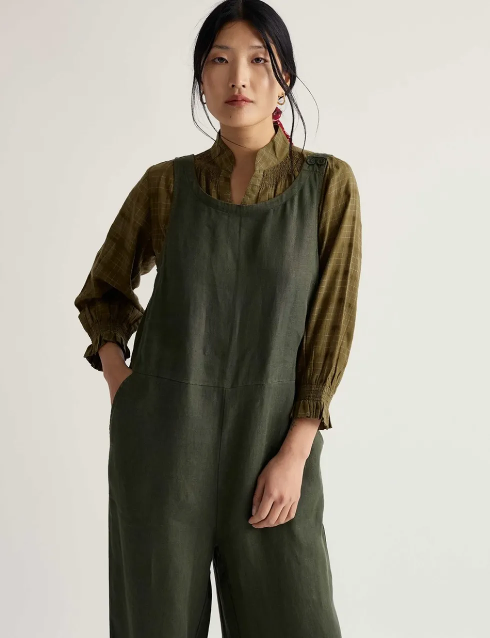 Pure Linen Sleeveless Jumpsuit