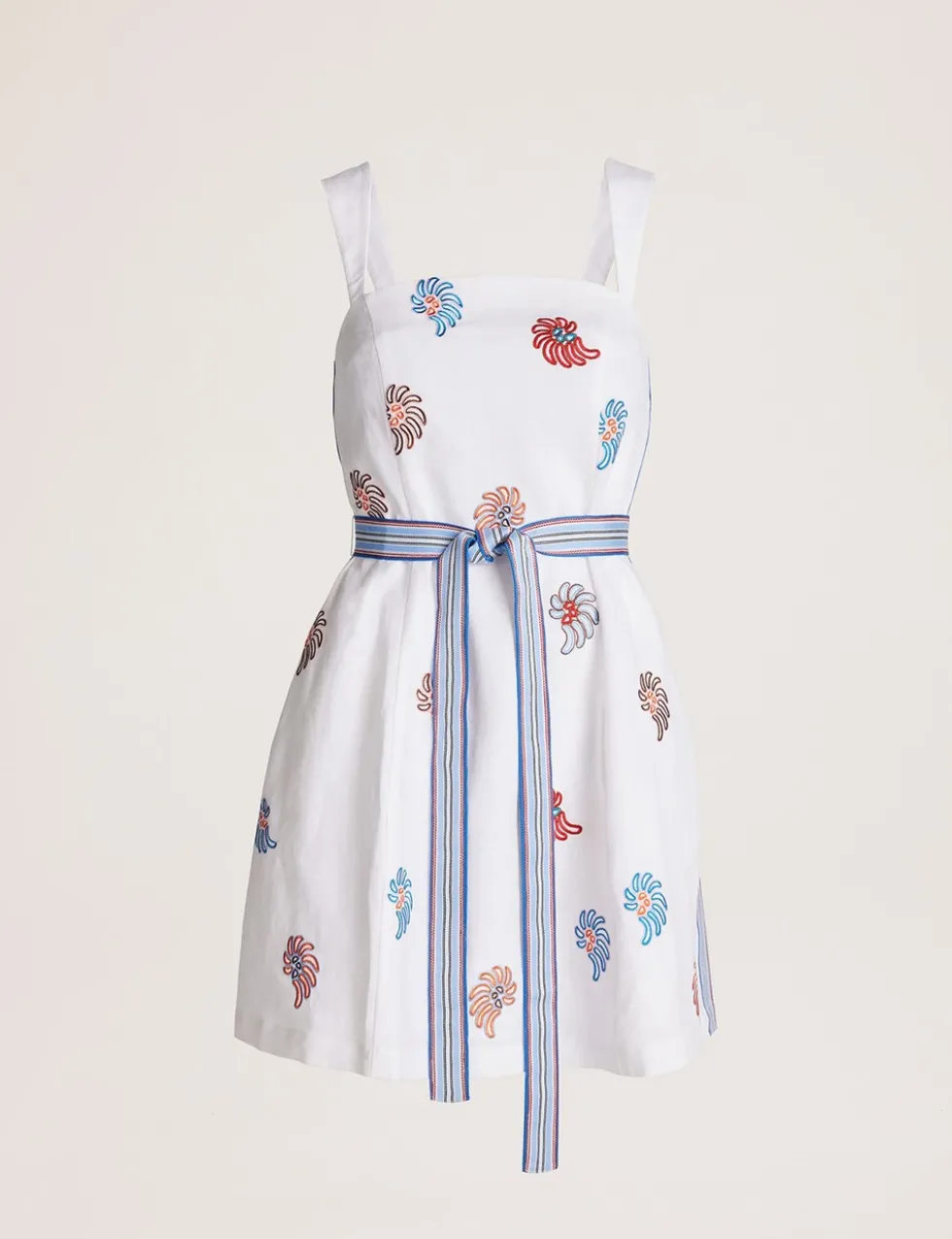Pure Linen Square Neck Mini Smock Dress