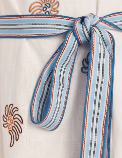 Pure Linen Square Neck Mini Smock Dress