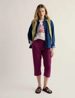 Pure Linen Straight Leg Cropped Trousers