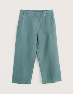 Pure Linen Straight Leg Cropped Trousers