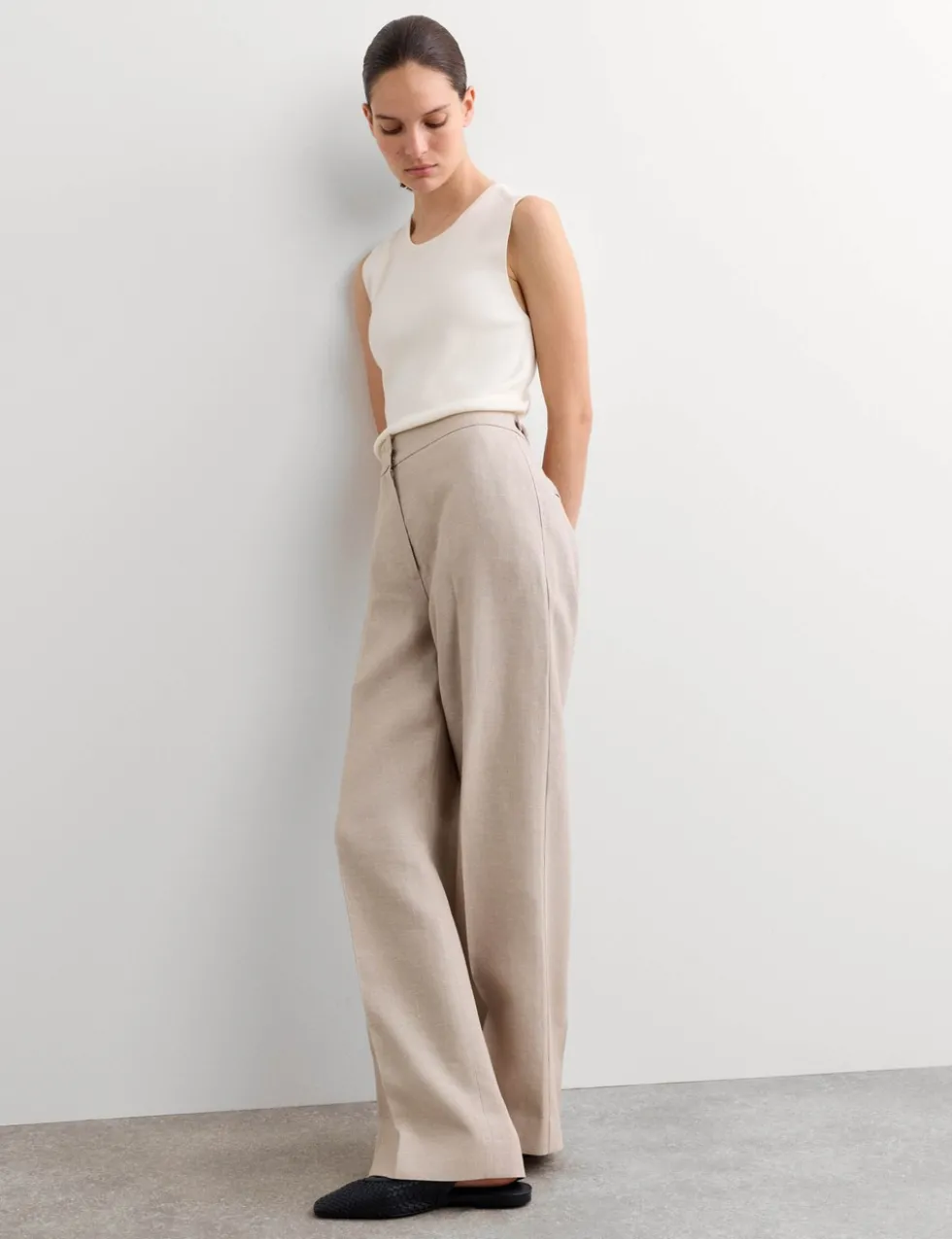 Pure Linen Straight Leg Trousers