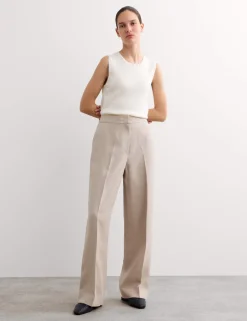 Pure Linen Straight Leg Trousers