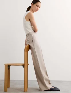 Pure Linen Straight Leg Trousers
