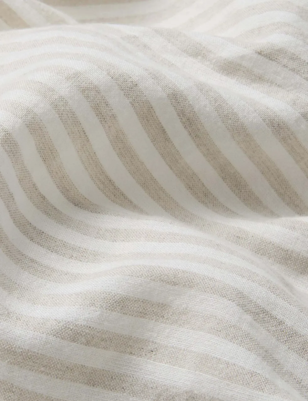 Pure Linen Striped Fitted Sheet