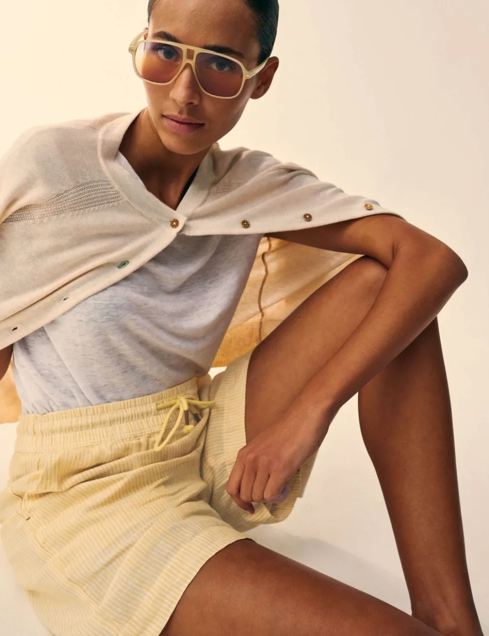 Pure Linen Striped Shorts