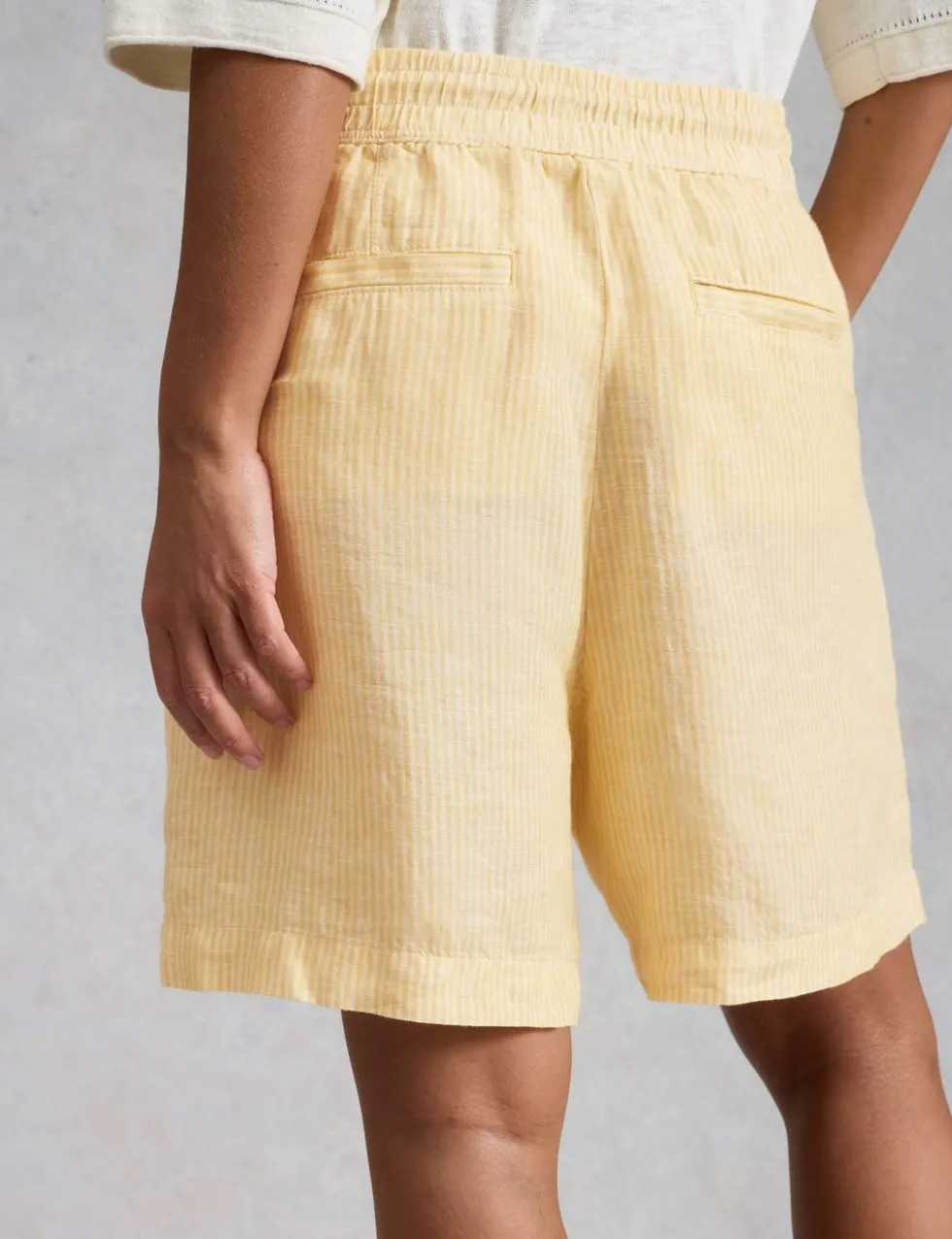 Pure Linen Striped Shorts