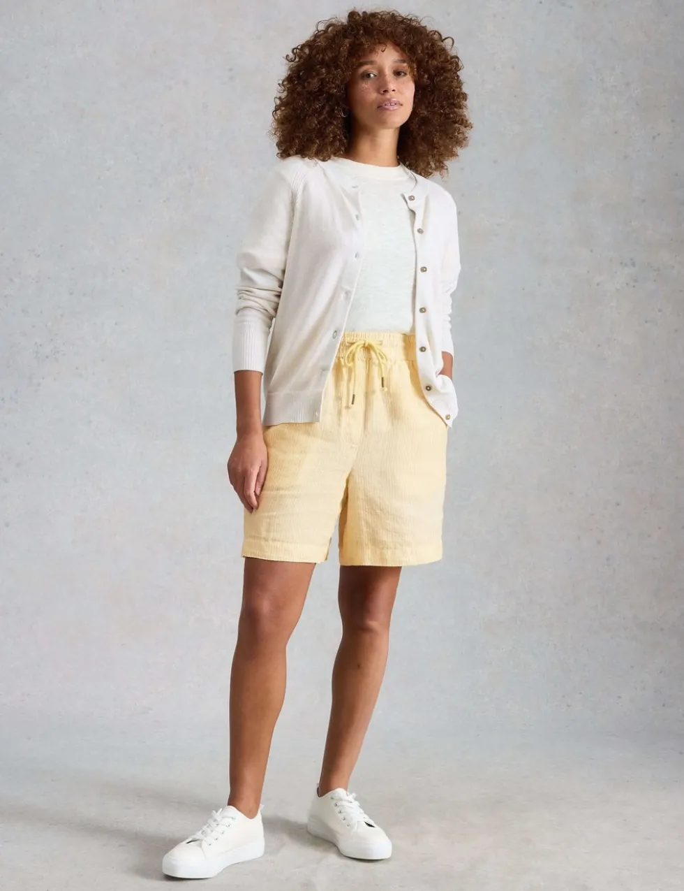 Pure Linen Striped Shorts