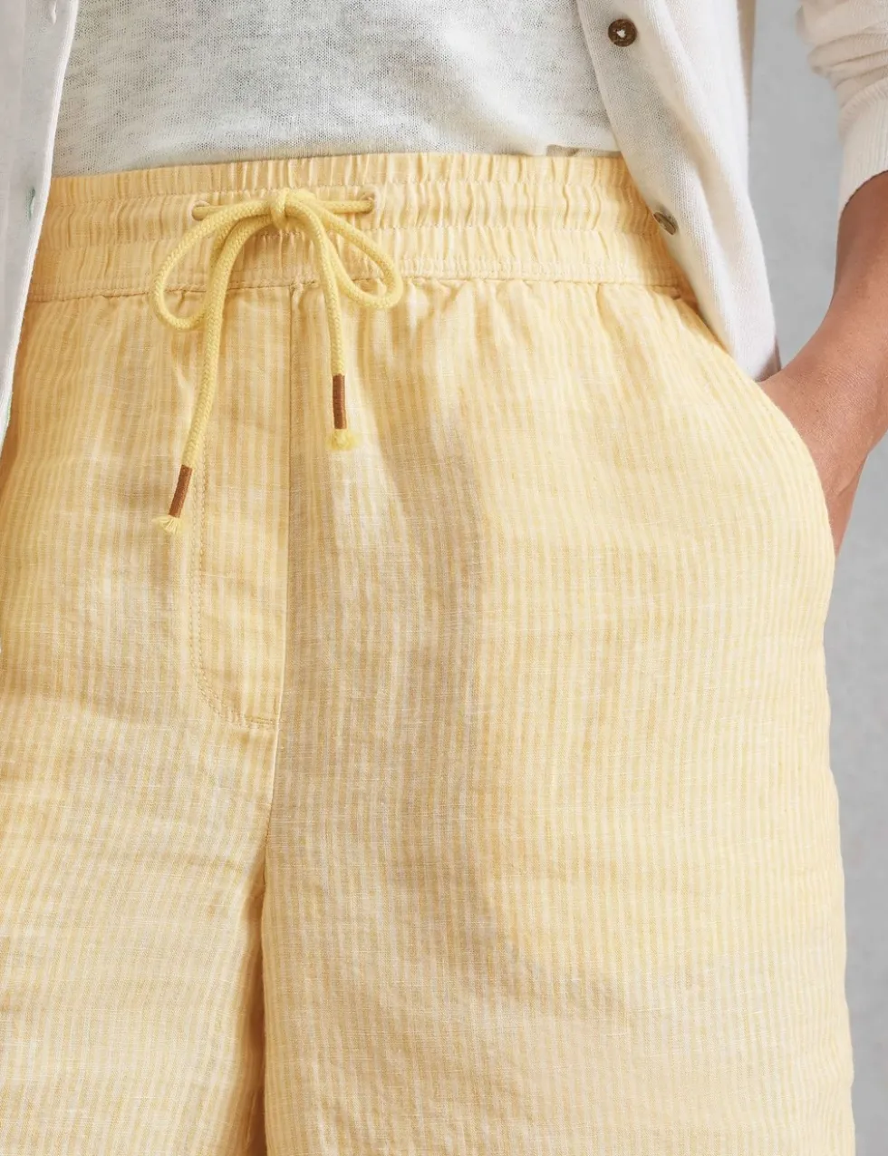 Pure Linen Striped Shorts