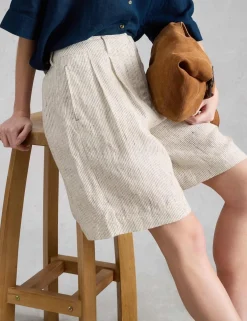 Pure Linen Striped Shorts