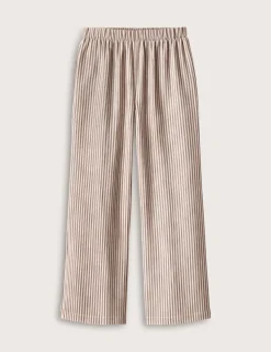 Pure Linen Striped Wide Leg Trousers