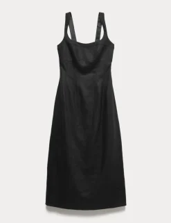 Pure Linen Structured Waisted Dress