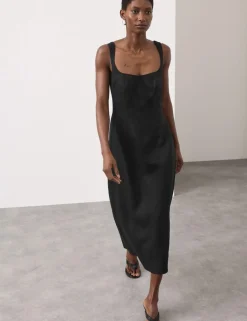 Pure Linen Structured Waisted Dress