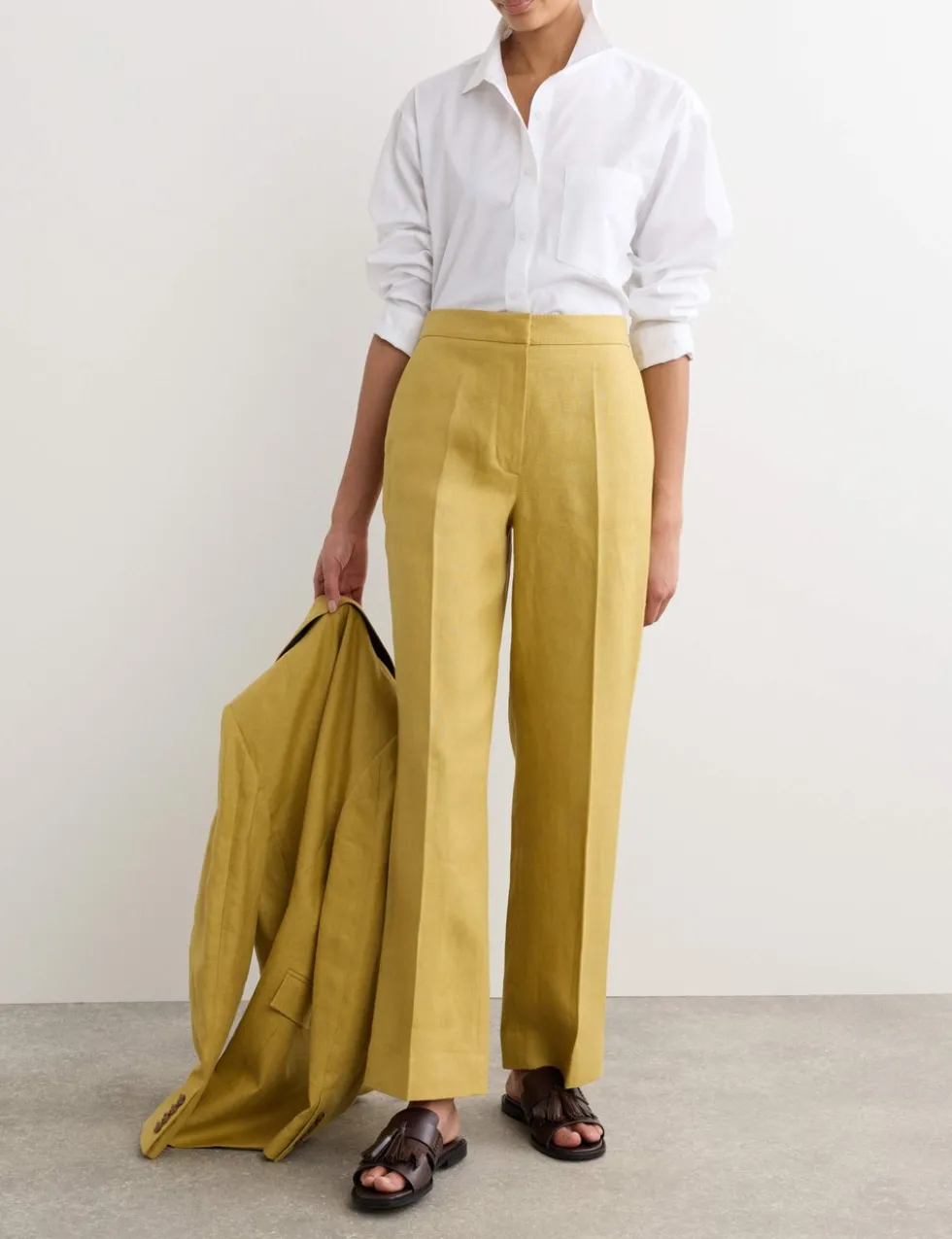 Pure Linen Tailored Straight Leg Trousers