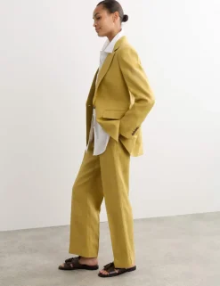 Pure Linen Tailored Straight Leg Trousers