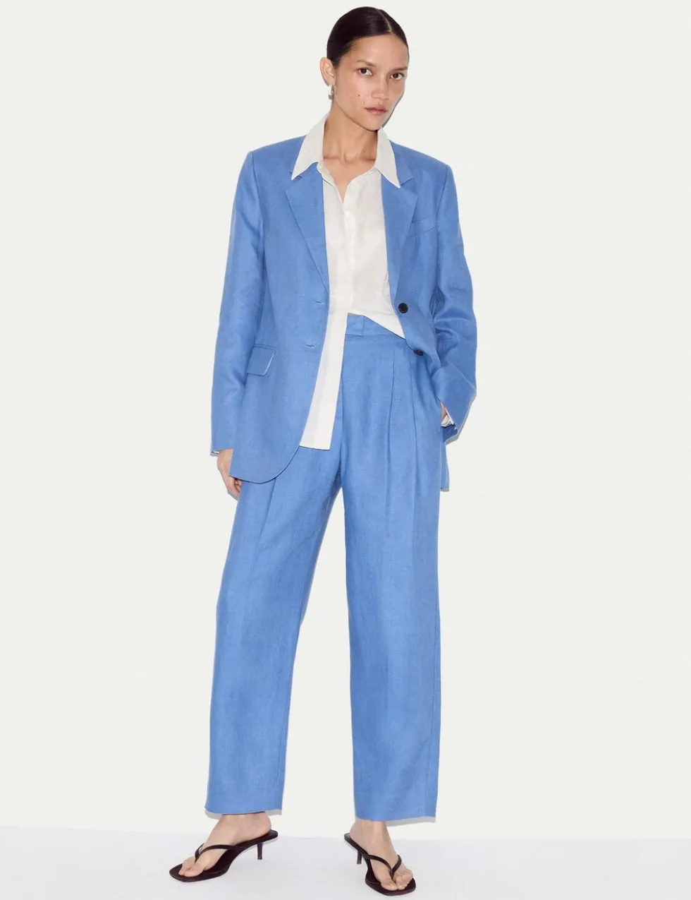Pure Linen Tapered Ankle Grazer Trousers