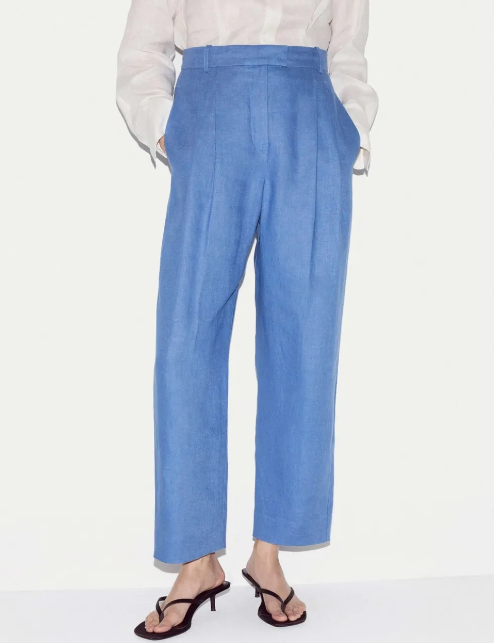 Pure Linen Tapered Ankle Grazer Trousers