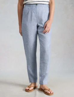 Pure Linen Tapered Ankle Grazer Trousers