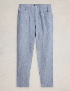 Pure Linen Tapered Ankle Grazer Trousers