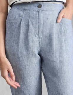Pure Linen Tapered Ankle Grazer Trousers