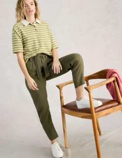 Pure Linen Tapered Ankle Grazer Trousers