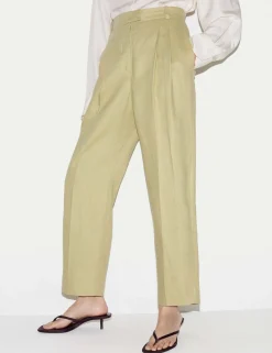 Pure Linen Tapered Ankle Grazer Trousers