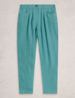 Pure Linen Tapered Ankle Grazer Trousers