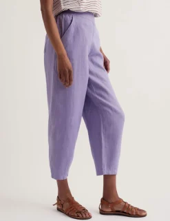 Pure Linen Tapered Cropped Trousers